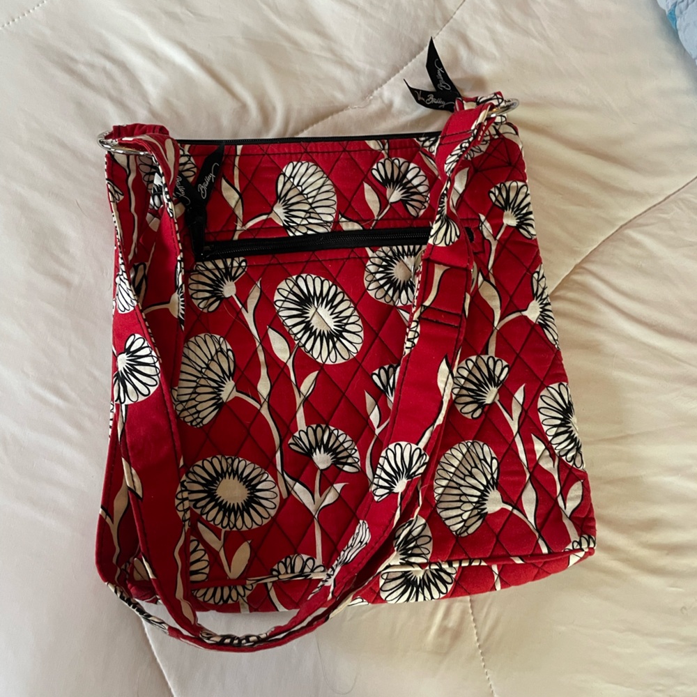 Vera Bradley Red and Black Floral Crossbody Bag